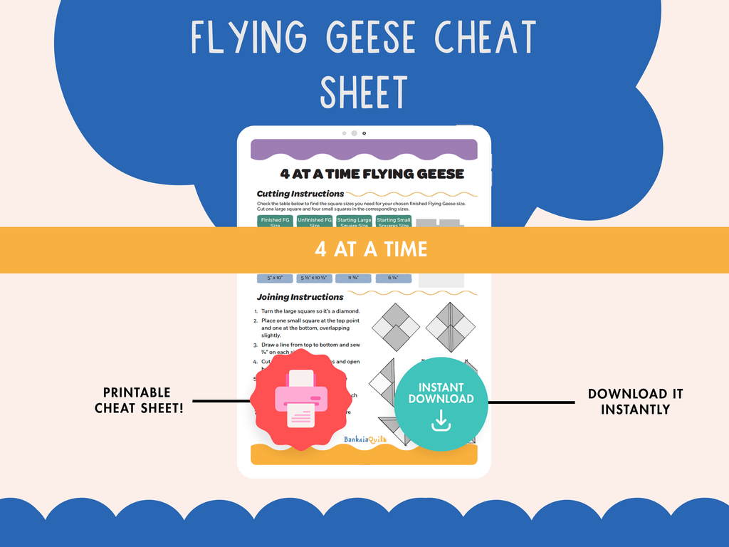 Half Square Triangles + Flying Geese Cheat Sheets - Printable Quilting Reference Set - Banksia Quilts