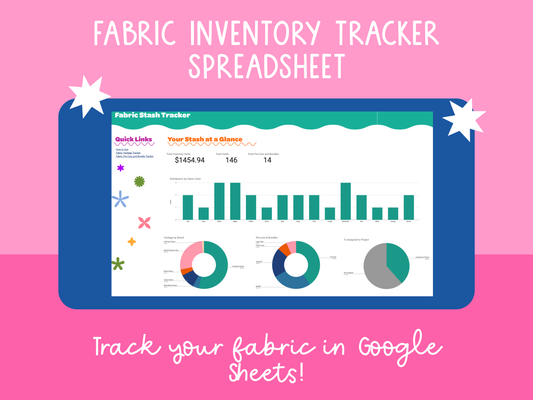 Fabric Tracker Spreadsheet - Quilting Stash Tracker - Google Sheets - Banksia Quilts