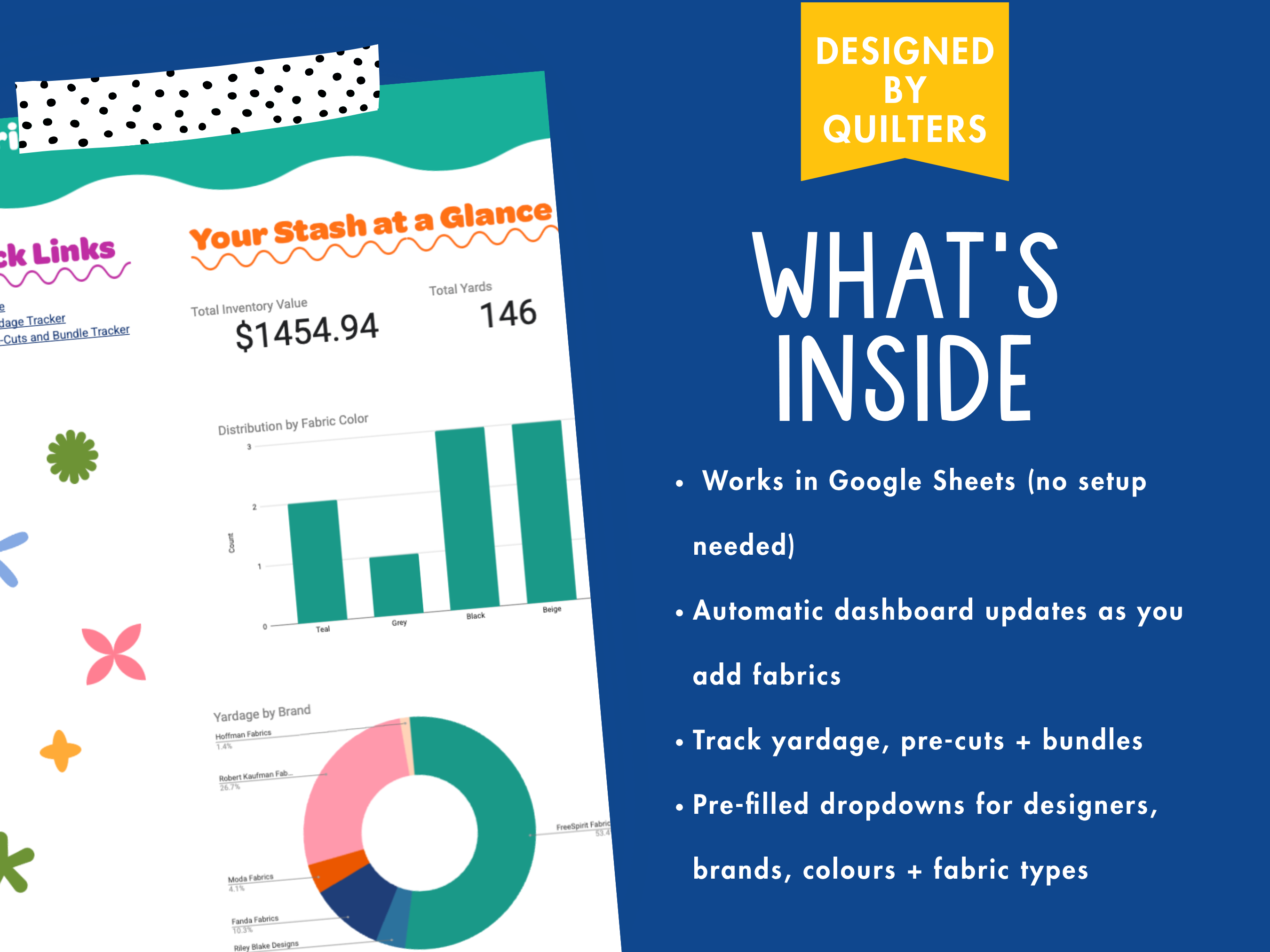 Fabric Tracker Spreadsheet - Quilting Stash Tracker - Google Sheets - Banksia Quilts