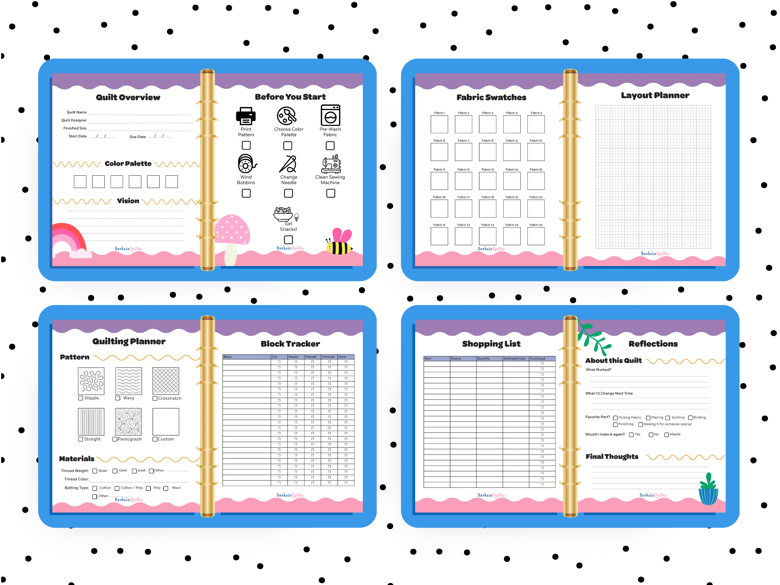 Quilt Planner Bundle – Printable PDF (13 Pages) - Banksia Quilts