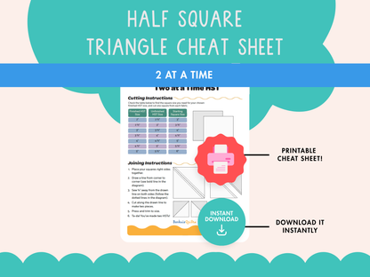 Half Square Triangles + Flying Geese Cheat Sheets - Printable Quilting Reference Set - Banksia Quilts