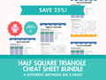 Half Square Triangle Cheat Sheet Bundle (2, 4, 8 & 32 at a Time) - Printable Quilting Reference Set - Banksia Quilts