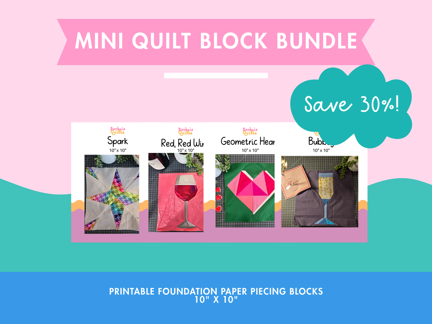 Modern FPP Quilt Block Bundle (4 Patterns)