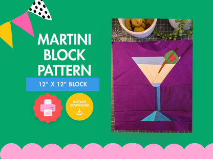 Martini Glass Foundation Paper Piecing Pattern