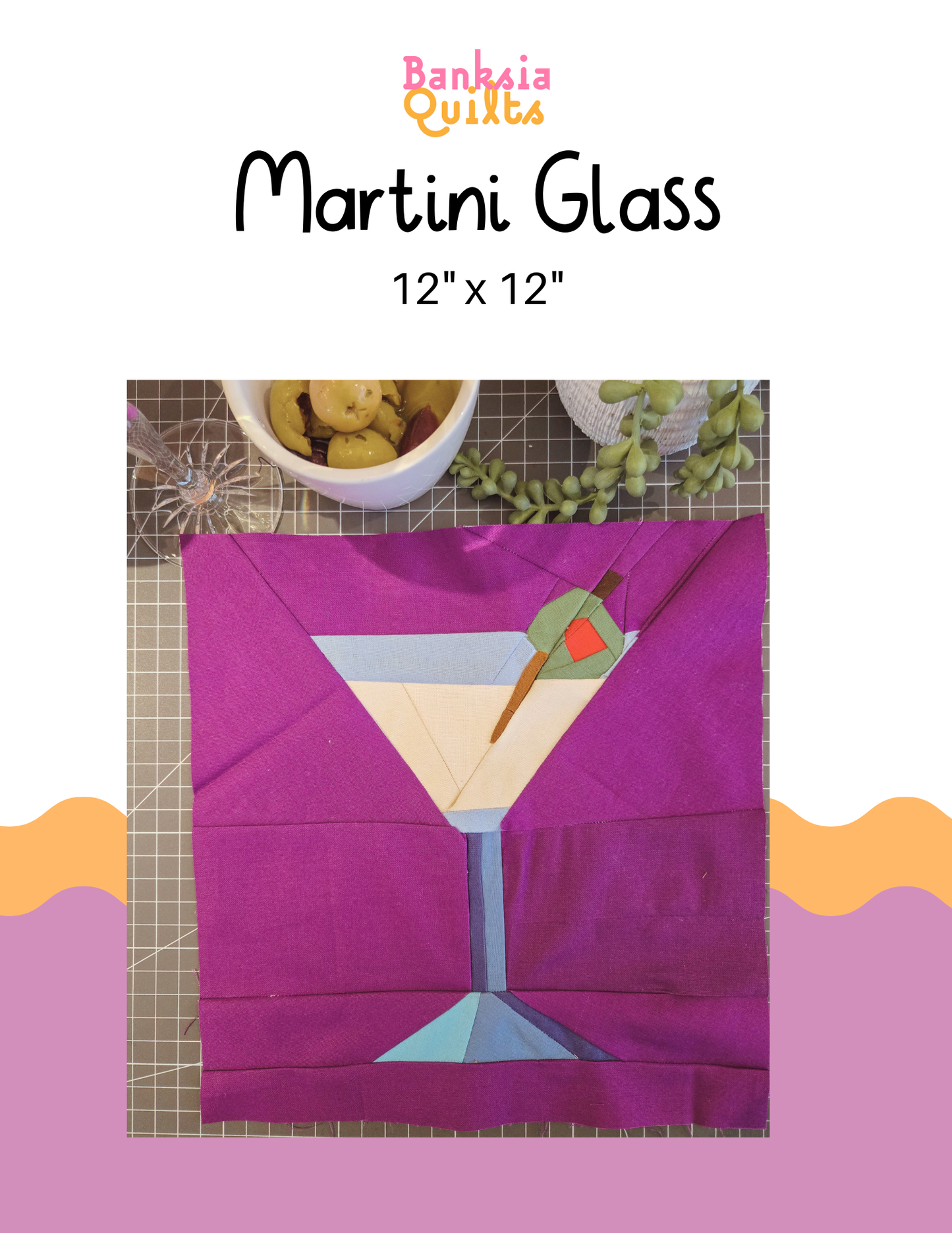 Martini Glass Foundation Paper Piecing Pattern