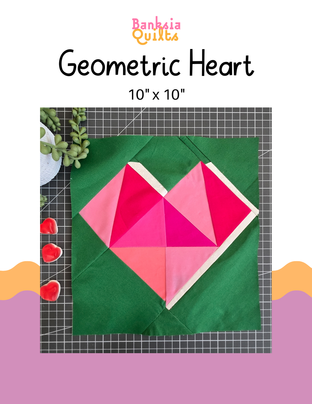 Geometric Heart Block Foundation Paper Piecing Pattern