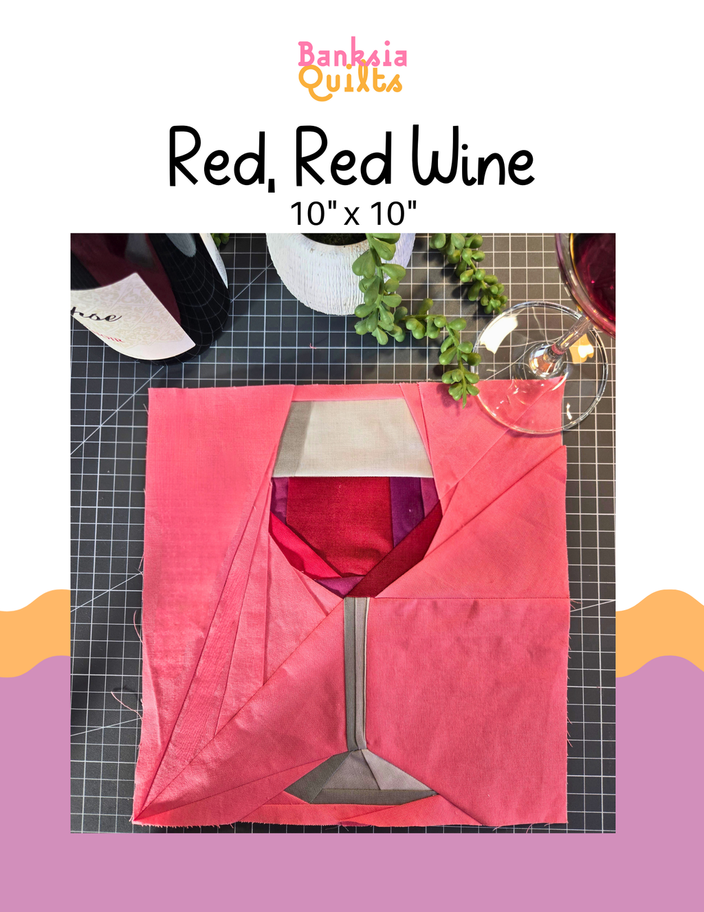 Wine Glass Foundation Paper Piecing Pattern