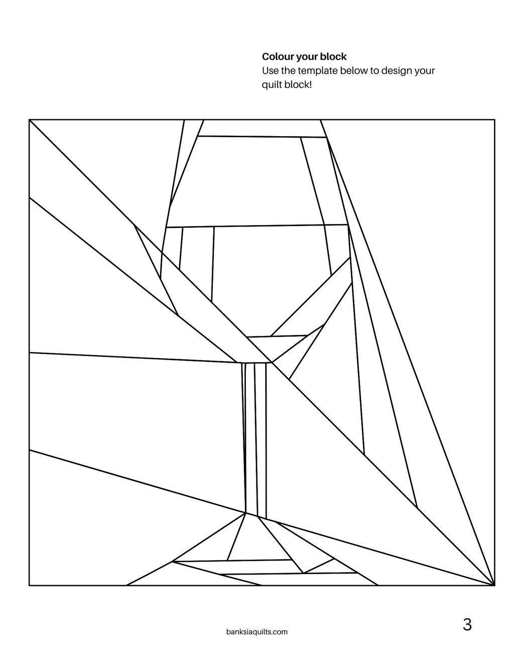 Wine Glass Foundation Paper Piecing Pattern