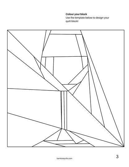 Wine Glass Foundation Paper Piecing Pattern
