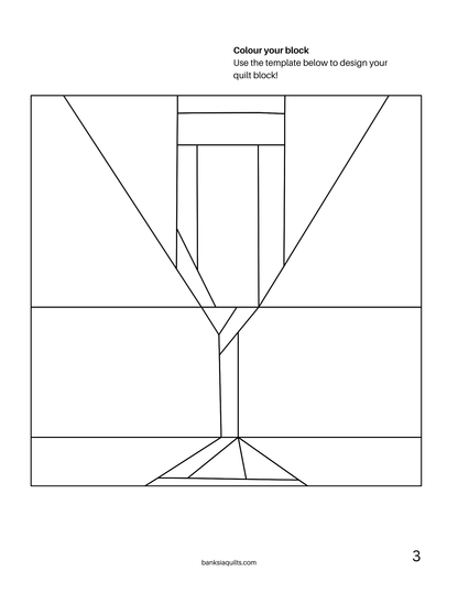 Champagne Glass Foundation Paper Piecing Pattern